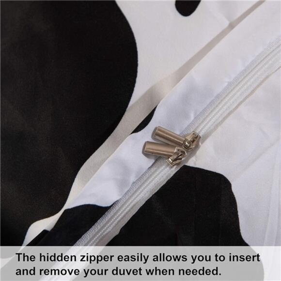 Microfiber Queen Duvet Cover Set,3 Pieces Ultra Soft Cow Printed Comforter Cover - Picture 4 of 7